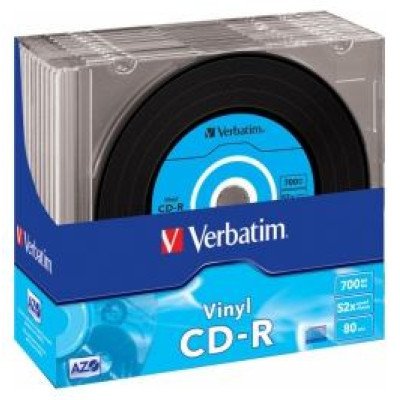 Verbatim Matricas CD-R AZO Verbatim 700MB Vinyl 1x-52x, 10 Pack Slim