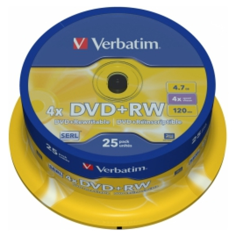 Verbatim Matricas DVD+RW SERL Verbatim DLP 4.7GB 4x 25 Pack Spindle