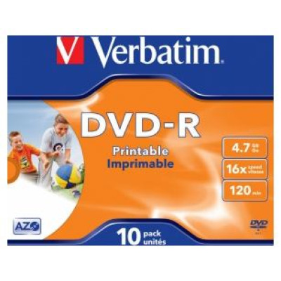 Verbatim Matricas DVD-R AZO Verbatim 4.7GB 16x Printable, ID Branded,10 Pack Jewel