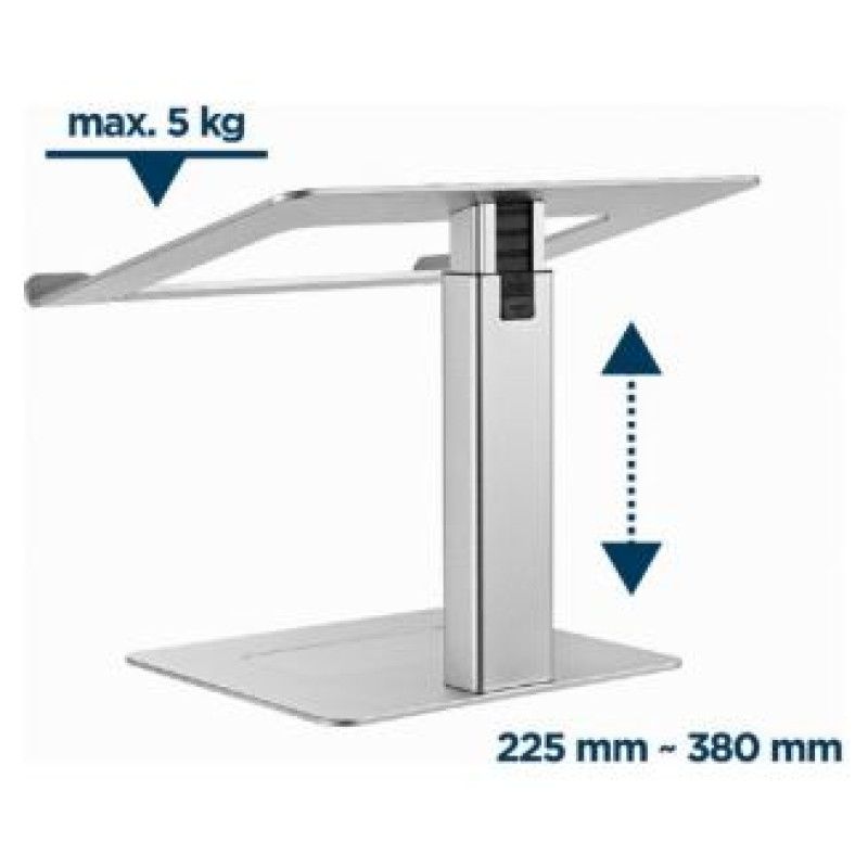 Gembird Klēpjdatora statīvs Gembird Height Adjustable Notebook Riser Stand Silver