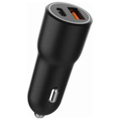 Gembird Auto lādētājs Gembird USB Type-C + USB Type-A Black