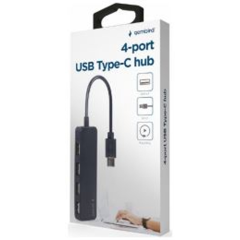 Gembird USB Centrmezgls Gembird 4-port USB Type-C Black