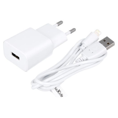 Maxlife MXTC-01 Mobilo telefonu lādētājs 1A + Lightning kabelis 1m