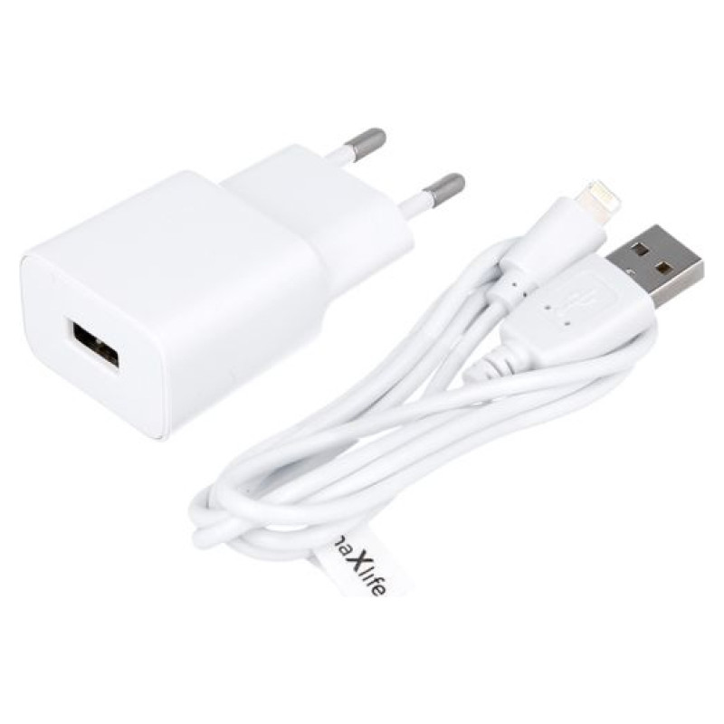 Maxlife MXTC-01 Mobilo telefonu lādētājs 1A + Lightning kabelis 1m