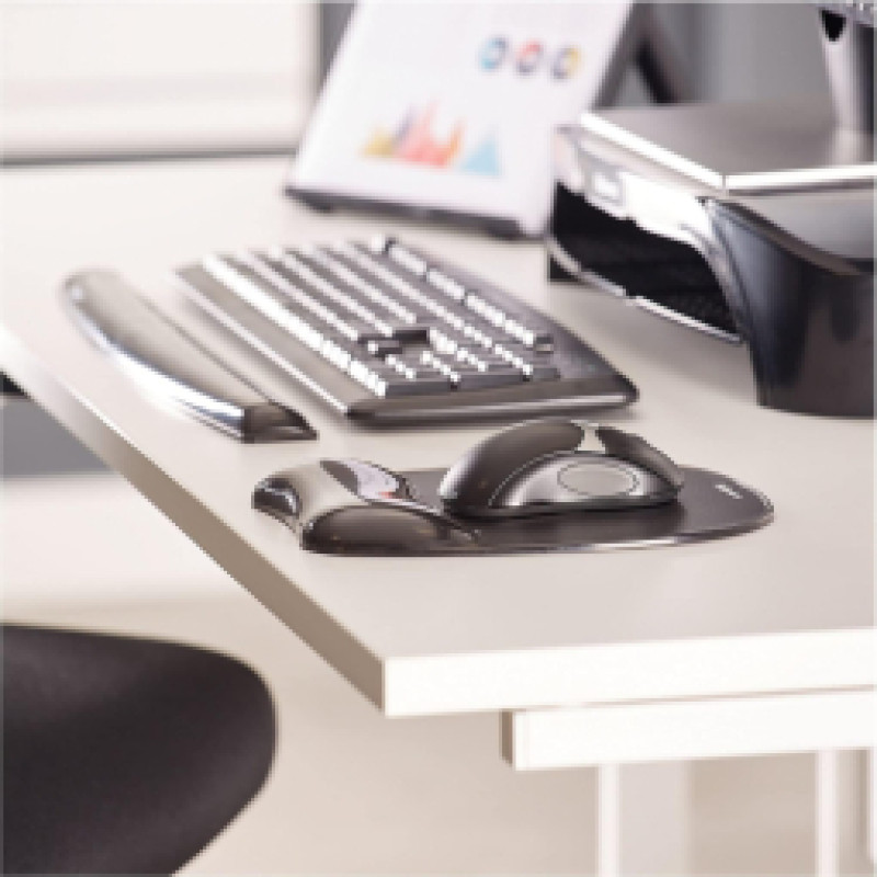 Fellowes Klaviatūras paliktnis Fellowes Crystal Gel Keyboard Wrist Support Black