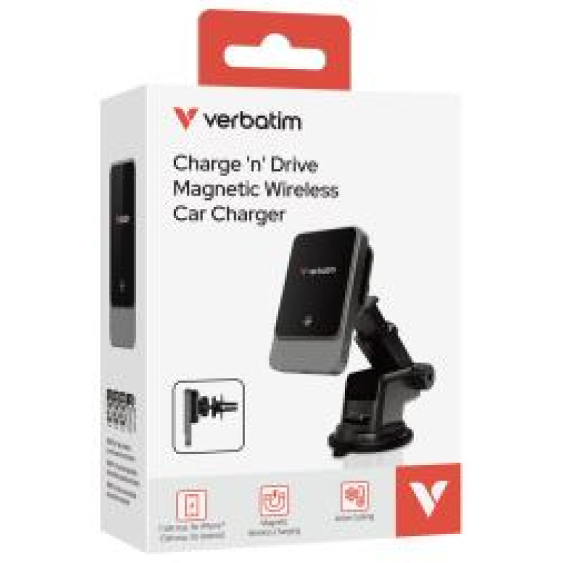 Verbatim Turētājs Verbatim Charge n Drive Wireless Car Charger RGB Magnetic
