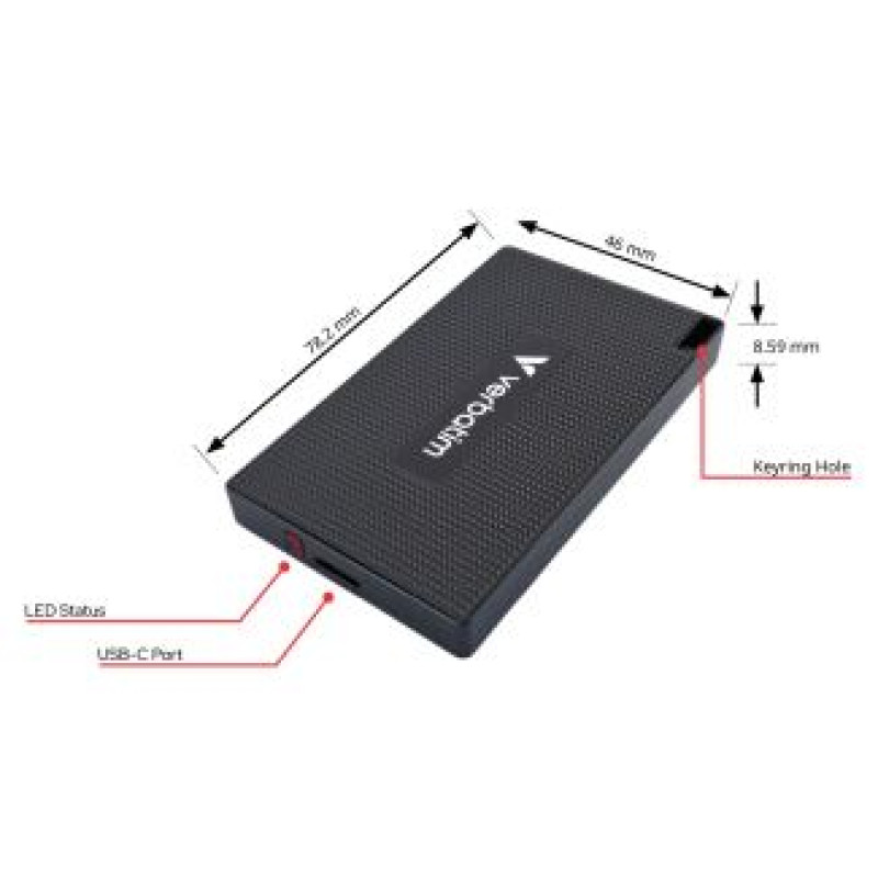 Verbatim Ārējais cietais disks Verbatim Metal Mini SSD 512GB USB-C