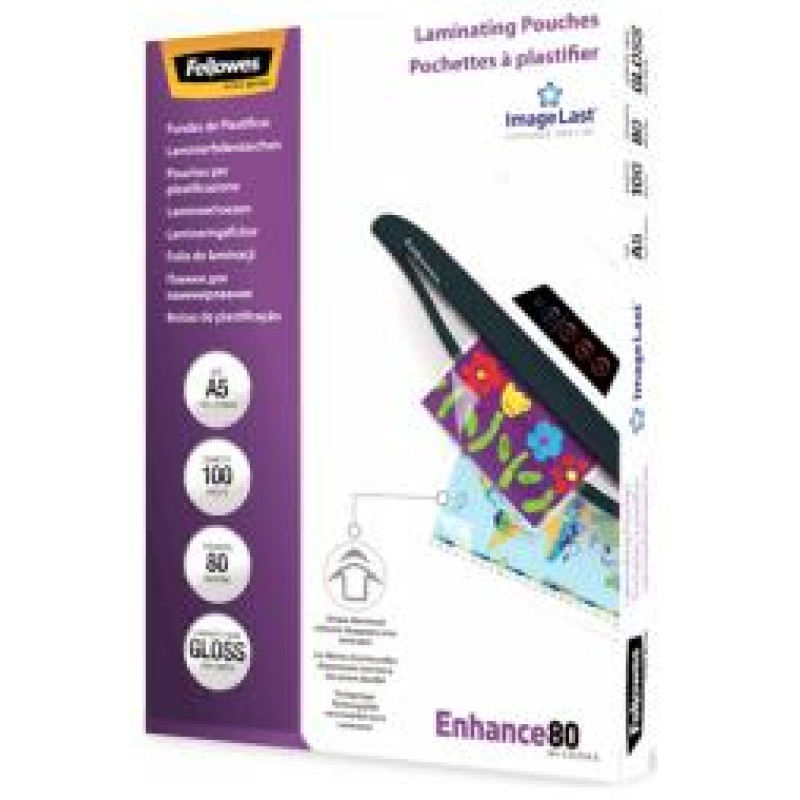 Fellowes Laminē&scaron;anas plēves Fellowes ImageLast A5 80 Micron Laminating Pouch - 100 pack