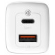 Baseus Lādētājs Baseus GaN2 Lite Quick Charger 1 x USB-C + 1 x USB 65W White