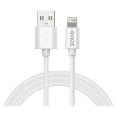 Savio Kabelis SAVIO USB-A &ndash; Lightning 1 m, White, 2.4A