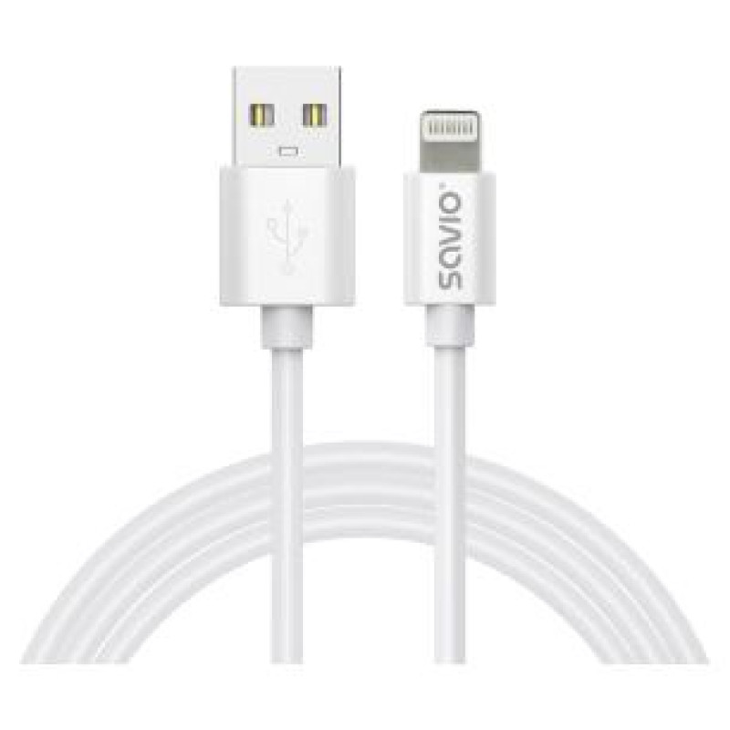 Savio Kabelis SAVIO USB-A &ndash; Lightning 1 m, White, 2.4A