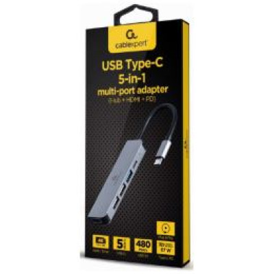 Gembird Dokstacija Gembird USB Type-C 5-in-1 Grey