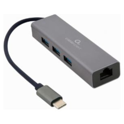 Gembird USB-C Gigabit network adapter with 3-port USB 3.1 hub