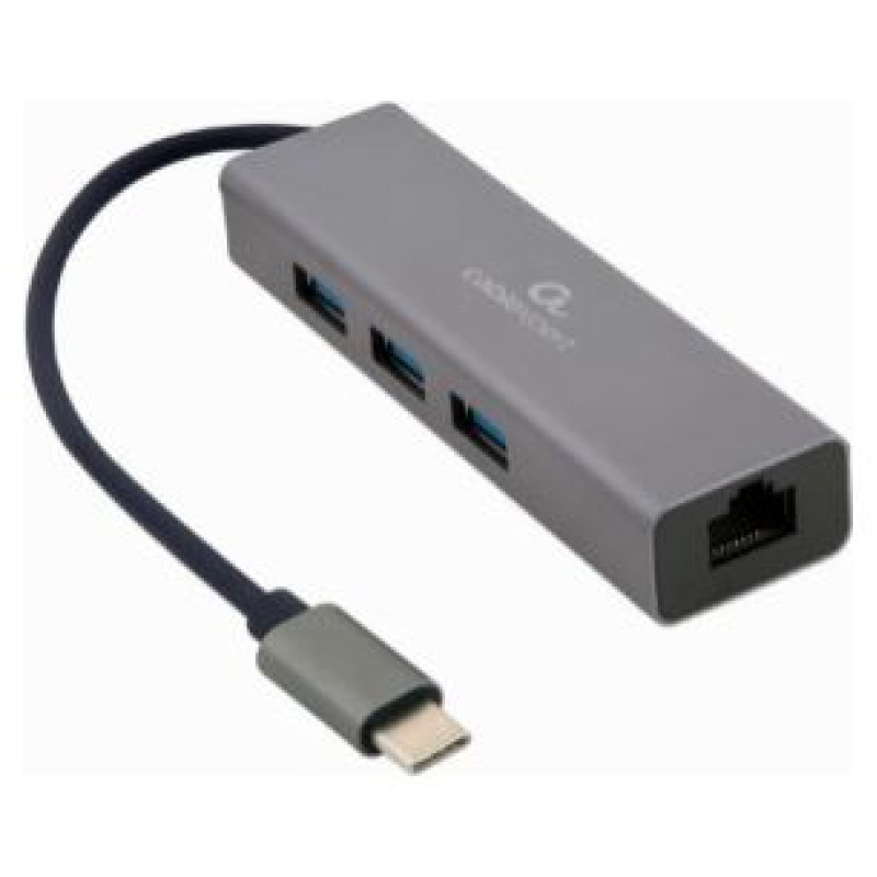 Gembird USB-C Gigabit network adapter with 3-port USB 3.1 hub
