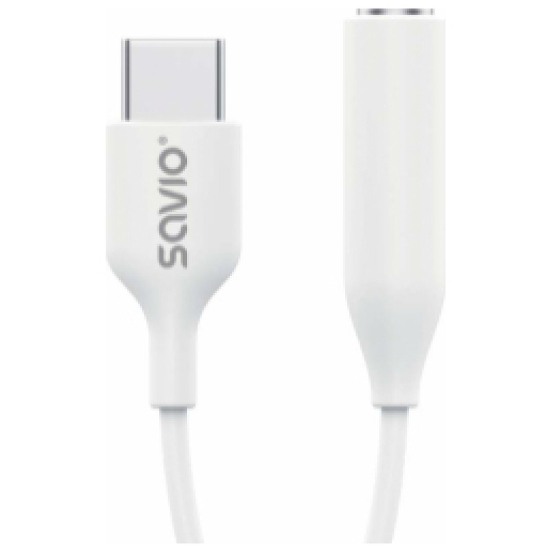 Savio USB-C Male - 3.5 mm Female White
