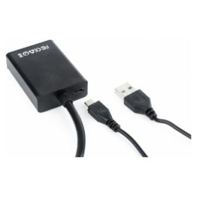 Gembird VGA Male - HDMI Female 0.15m Black + USB/AUX Full HD