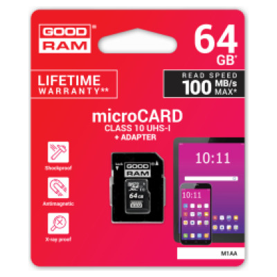 Goodram 64GB microSDXC class 10 UHS I + Adapter