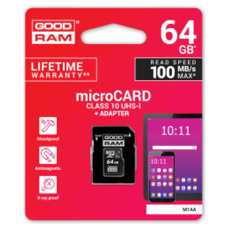 Goodram 64GB microSDXC class 10 UHS I + Adapter