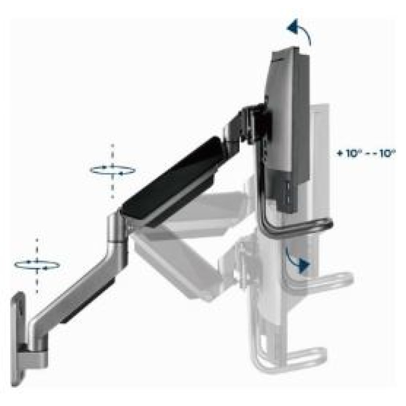 Gembird Monitora stiprinājums Gembird Desk Mounted Adjustable Wall 2-display Mounting Arm