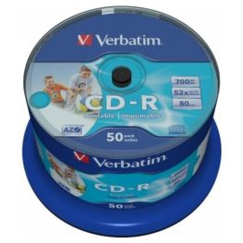 Verbatim Matricas CD-R AZO Verbatim 700MB 1x- 52x Wide Printable non ID,50 Pack Spindle