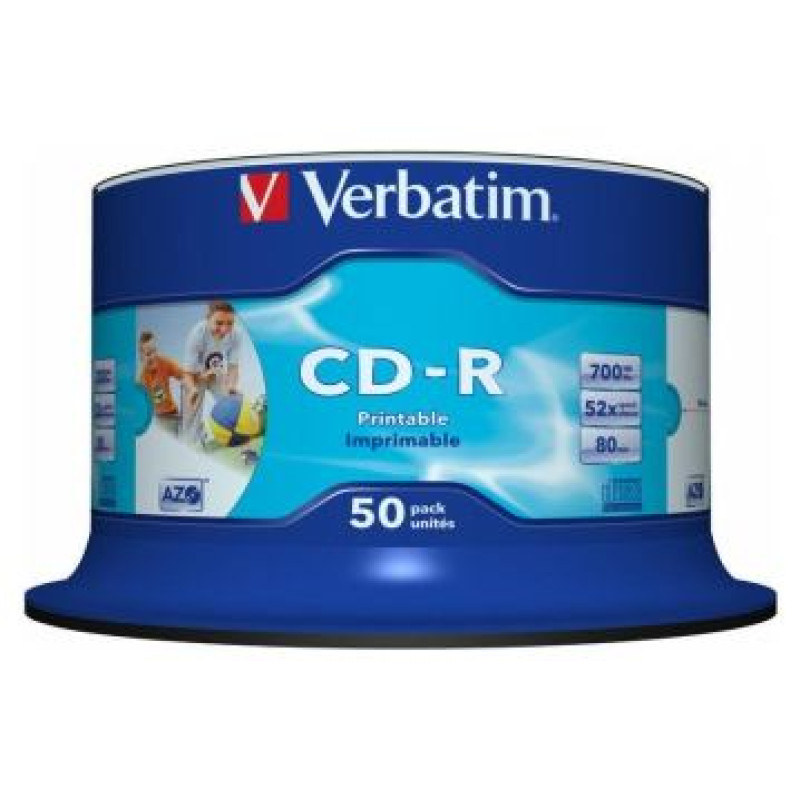 Verbatim Matricas CD-R AZO Verbatim 700MB 1x- 52x Wide Printable non ID,50 Pack Spindle