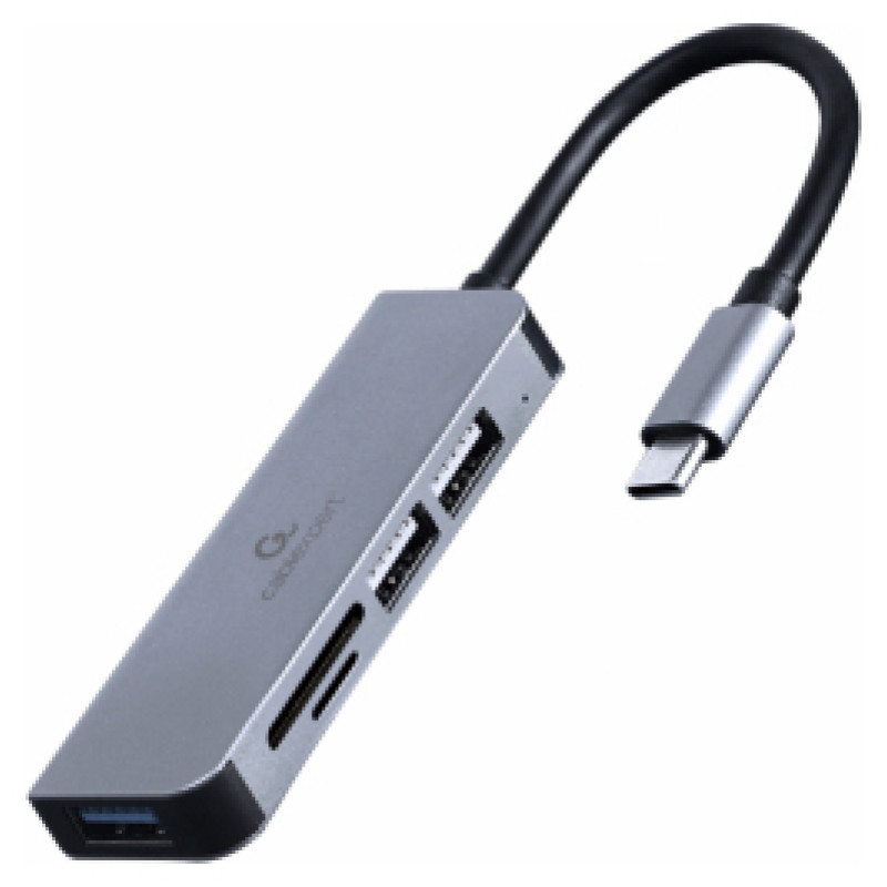 Gembird USB Centrmezgls Gembird USB Type-C 3-port with Card Reader