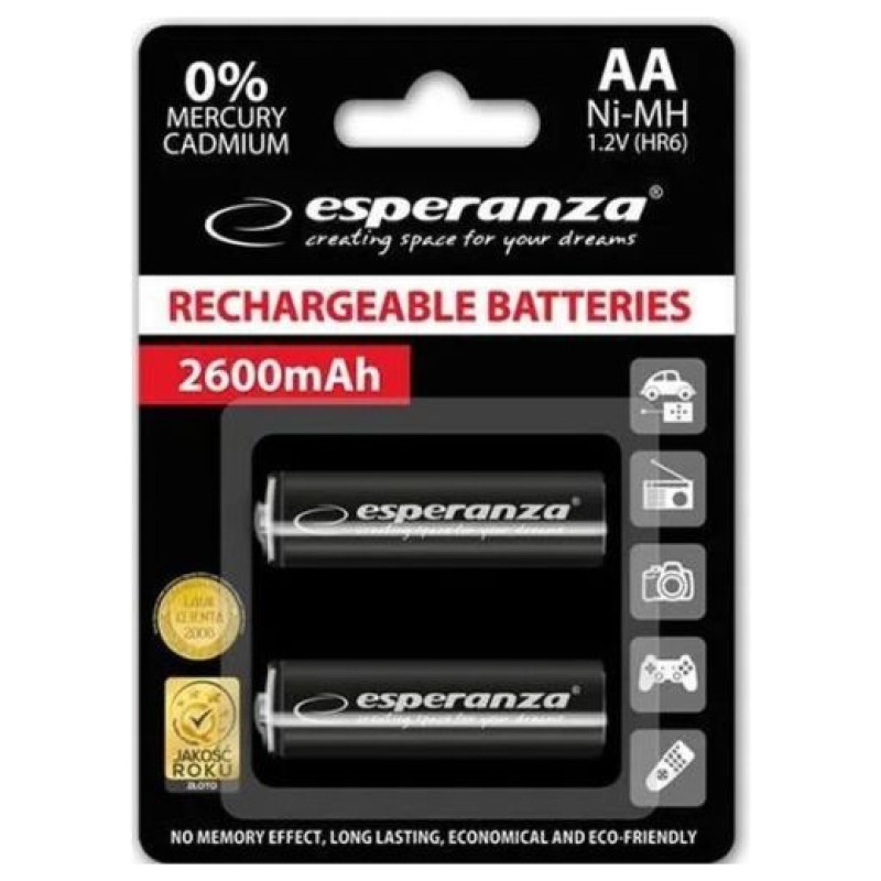 Esperanza EZA105 PRECHARGED HR6 2600MAH ALWAYS READY BLISTERA IEPAKOJUMĀ 2GB.