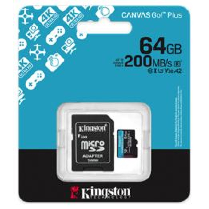 Kingston Atmiņas karte Kingston microSD Canvas Go Plus Gen4 64GB
