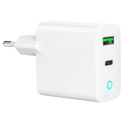 Gembird Lādētājs Gembird USB Type-C + USB Type-A LED White