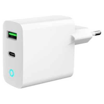 Gembird Lādētājs Gembird USB Type-C + USB Type-A LED White