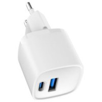 Gembird Lādētājs Gembird USB Type-C + USB Type-A White