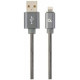 Gembird USB Male - Lightning Male Premium spiral metal 1m Metallic Grey