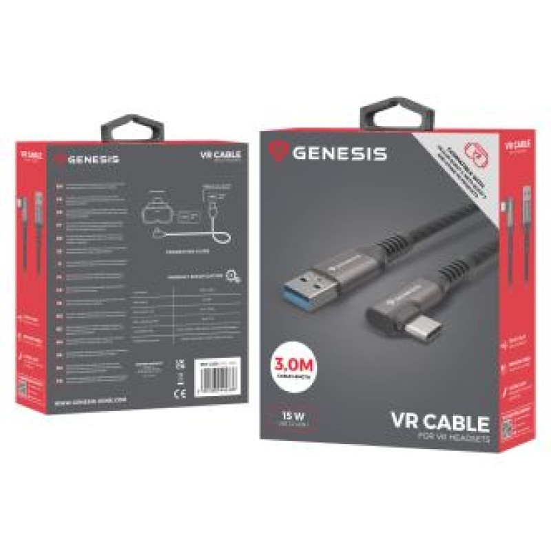 Genesis VR Kabelis Genesis USB Male - Type C Male 3m Black