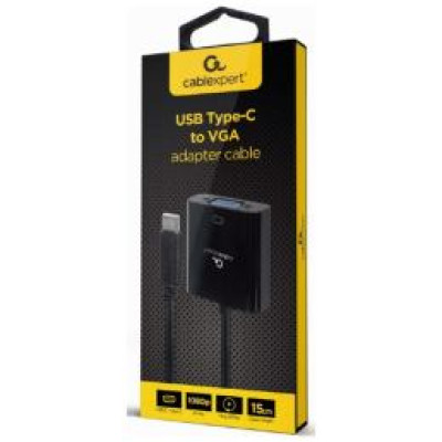 Gembird Adapteris USB Type-C Male - VGA Female 15 cm Black