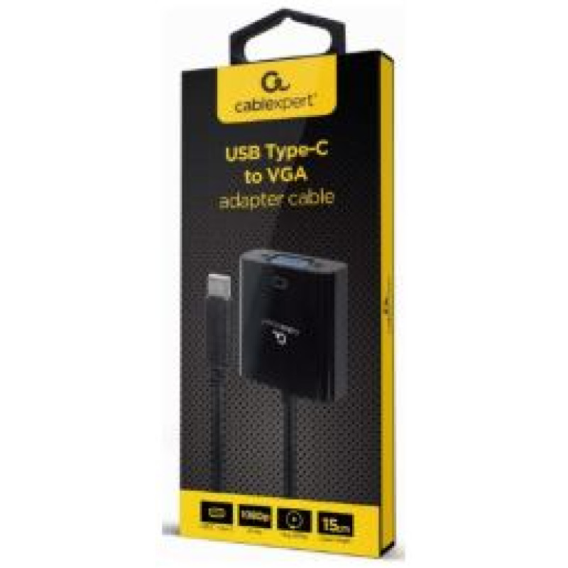 Gembird Adapteris USB Type-C Male - VGA Female 15 cm Black
