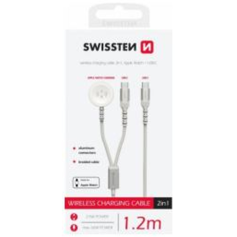 Swissten Lādētājs Swissten 2in1 Apple Watch + Type-C 1.2m