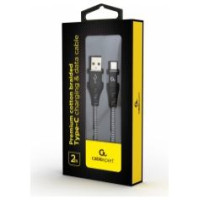 Gembird USB Male - USB Type C Male Premium cotton braided 2m Black