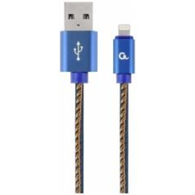 Gembird USB Male - Lightning Male Premium denim 2m Blue