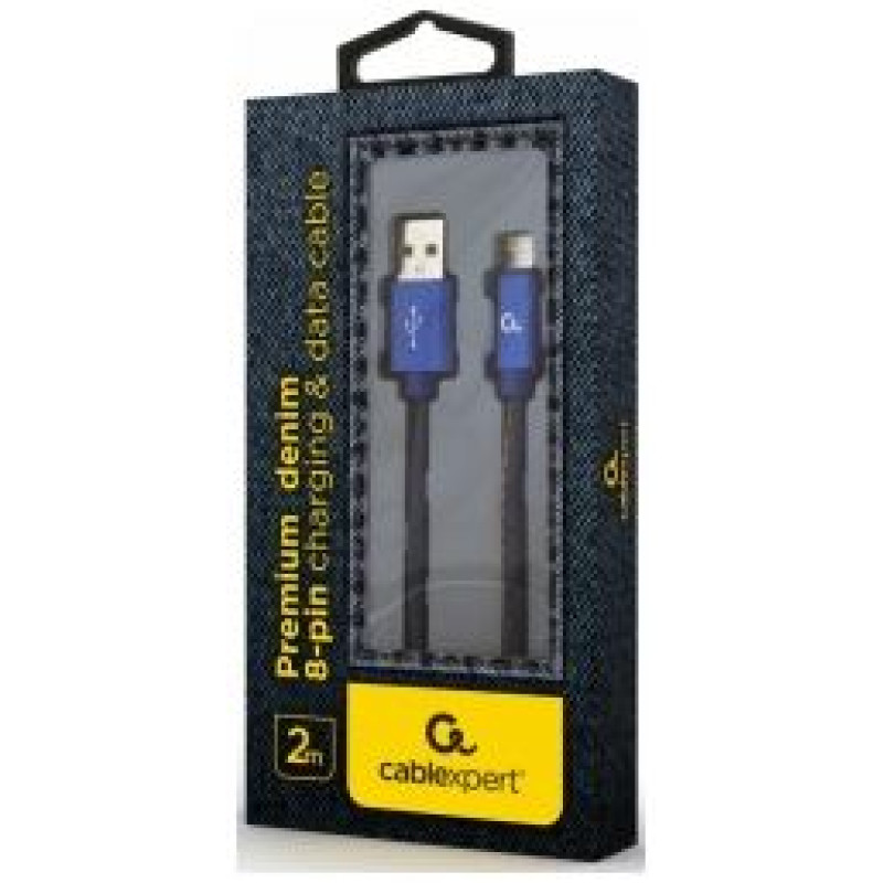 Gembird USB Male - Lightning Male Premium denim 2m Blue