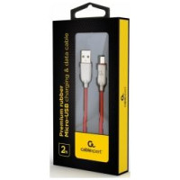 Gembird USB Male - Micro USB Male Premium rubber 2m Red