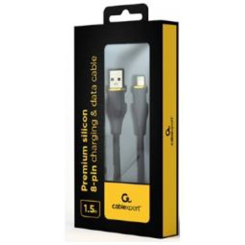 Gembird Kabelis Gembird Premium silicon USB-A Male - 8-pin Male 1.5m Black