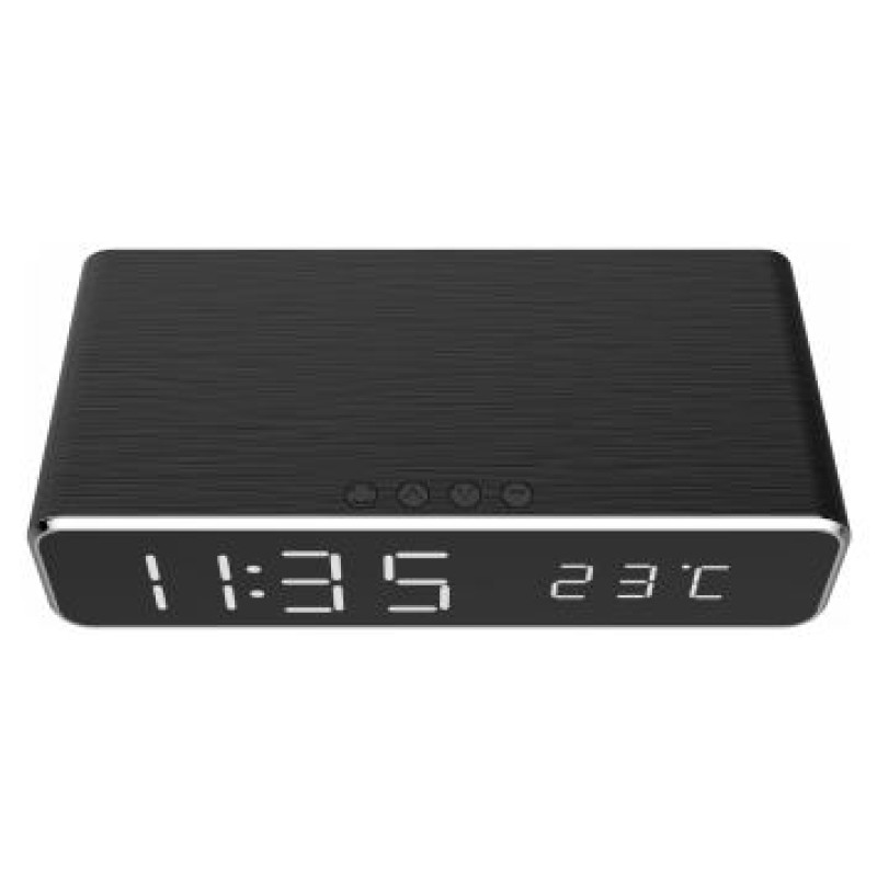 Gembird Digital alarm clock with wireless charging function Black