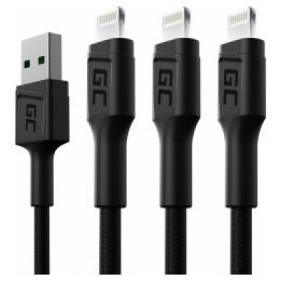 Green Cell GC Ray Cable Set 3x USB - Lightning with the LED Diode Fast Charging 1.2m