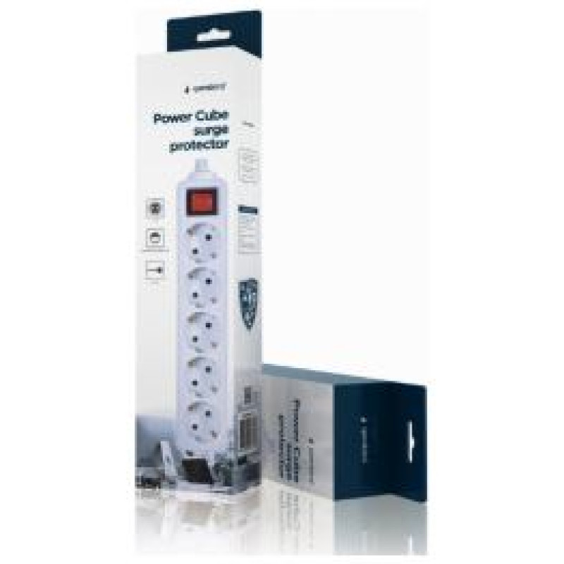 Gembird Pagarinātājs Gembird Power Cube Surge Protector 5 Sockets 1.8m White
