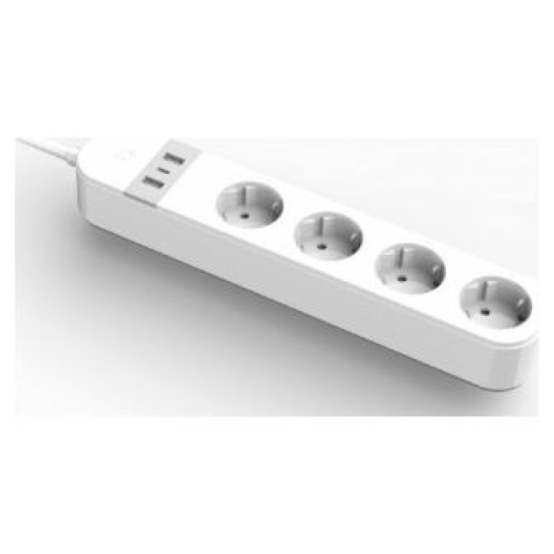 Gembird Viedā Rozete Gembird Smart Power Strip with USB Charger 4 Sockets White
