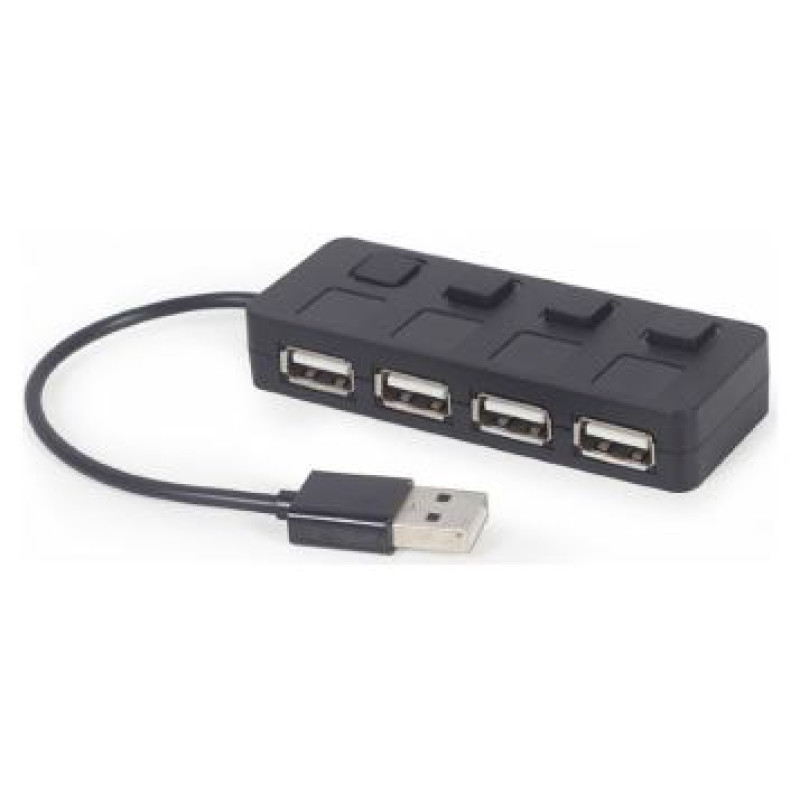 Gembird USB Centrmezgls Gembird USB 2.0 4-port Hub with Switches Black
