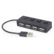 Gembird USB Centrmezgls Gembird USB 2.0 4-port Hub with Switches Black