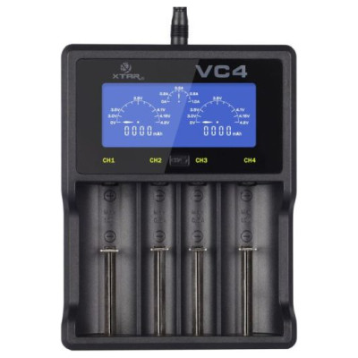 Xtar VC4 LCD Universālais lādētājs ar aizsardzību Li-ion/Ni-MH, USB, 4.2V