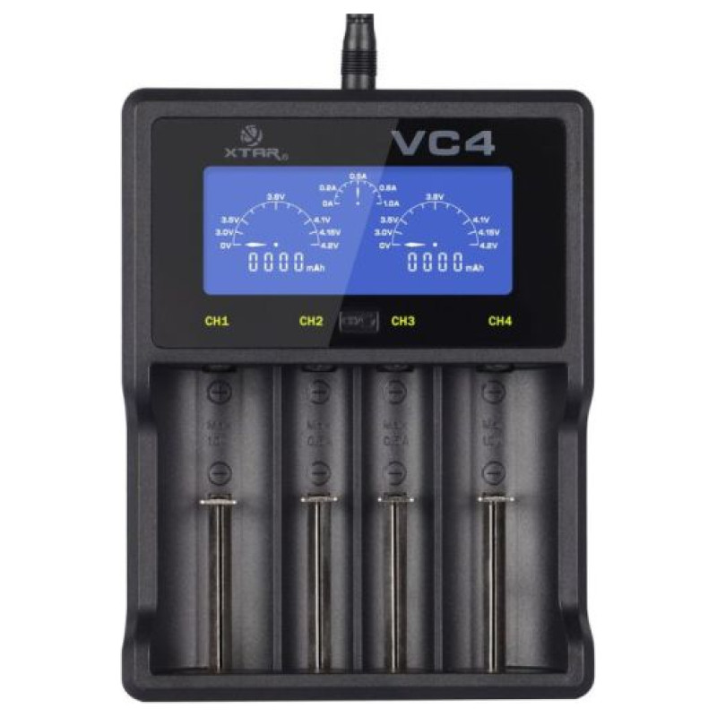 Xtar VC4 LCD Universālais lādētājs ar aizsardzību Li-ion/Ni-MH, USB, 4.2V