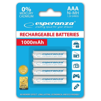 Esperanza EZA102W PRECHARGED HR03 1000MAH ALWAYS READY BLISTERA IEPAKOJUMĀ 4GB.